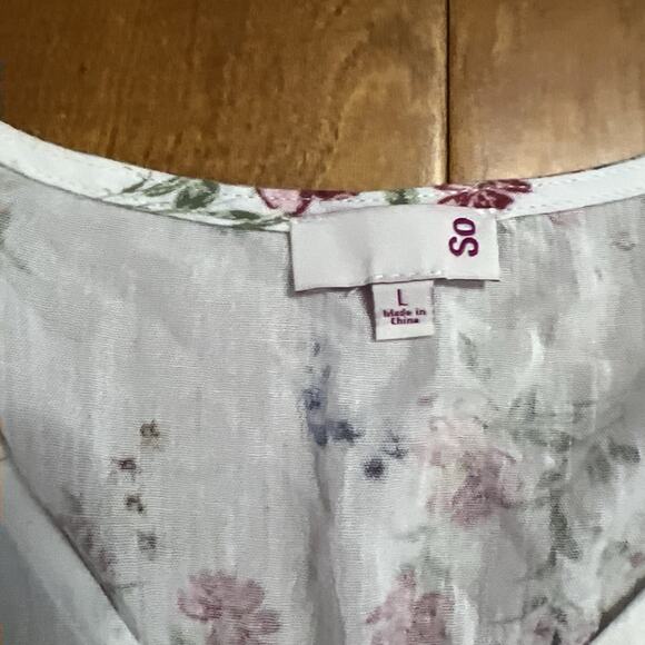 So Floral Bohemian Long Sleeve Top Size L Ivory Fairy Indie Romantic Ethereal - Picture 2 of 12
